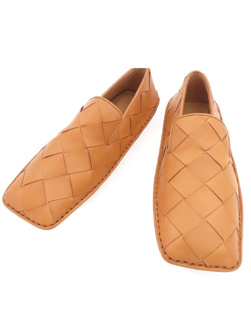 Bottega Veneta Driving Shoes Vbpuo Natural Brown Leather Intrecciato Slip